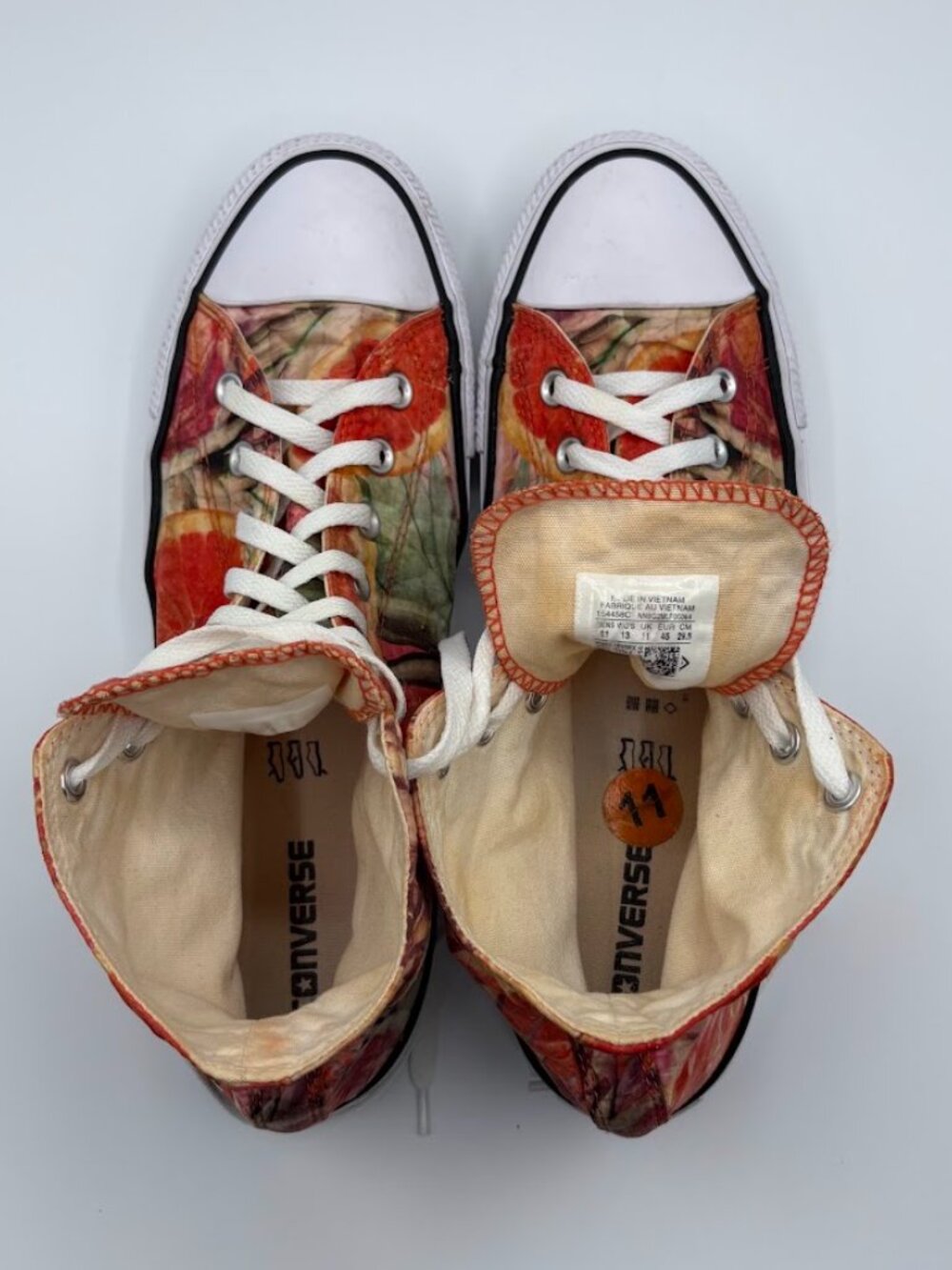 Converse Chuck Taylor Men's 11 Orange Grapefruit Fruit Slices High Top Shoe - Picture 10 of 11